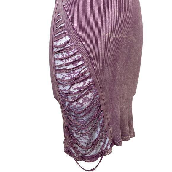 T Party VTG Y2K 90s Purple Distressed Body Con Tank Dress - Picture 9 of 11